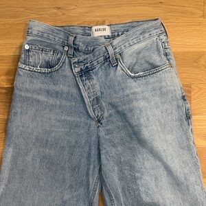 Agolde Blue Cris Cross Jeans with Vintage Wash
